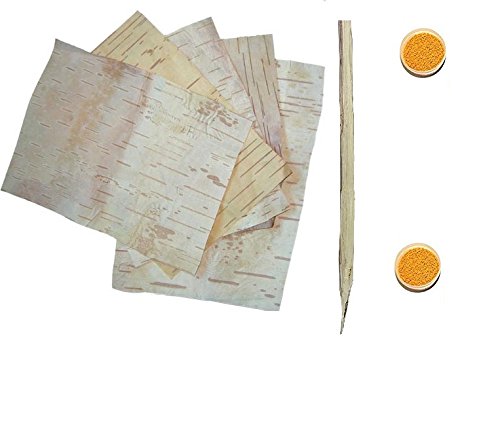 5 Sheets Bhojpatra with Asthgandh Ink and Pomegranate Pen for Yantra Writing Kit
