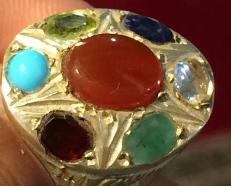 Natural 7 Stones Pure Silver Ring