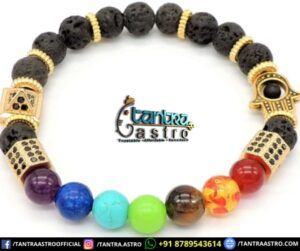 Lava Stone Shree Pyramid Chakra Yantra - 7 Chakra Balancing Bracelet