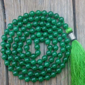 natural green jade stone mala